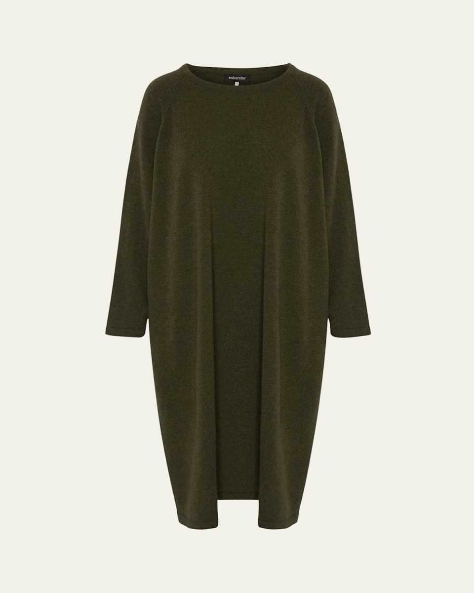 Raglan Sleeve Round Neck Midi Dress